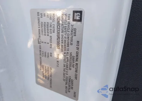 2009 Chevrolet Tahoe Lt1 из США, поврежденный, VIN 1GNEC23369R236683